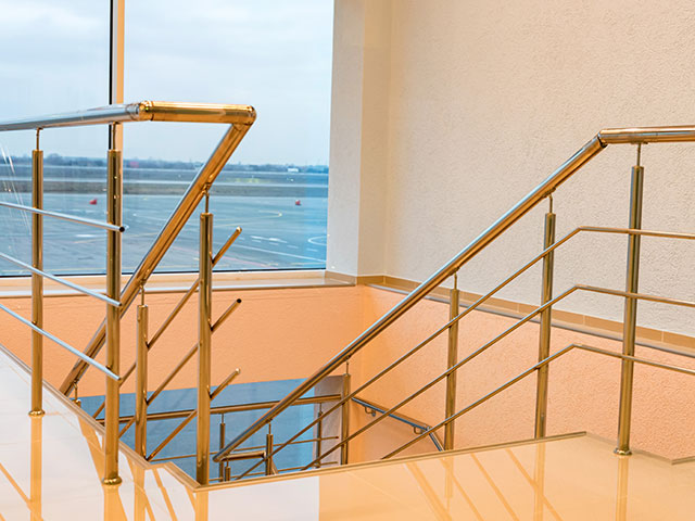 Hand rails installed in facility corridor